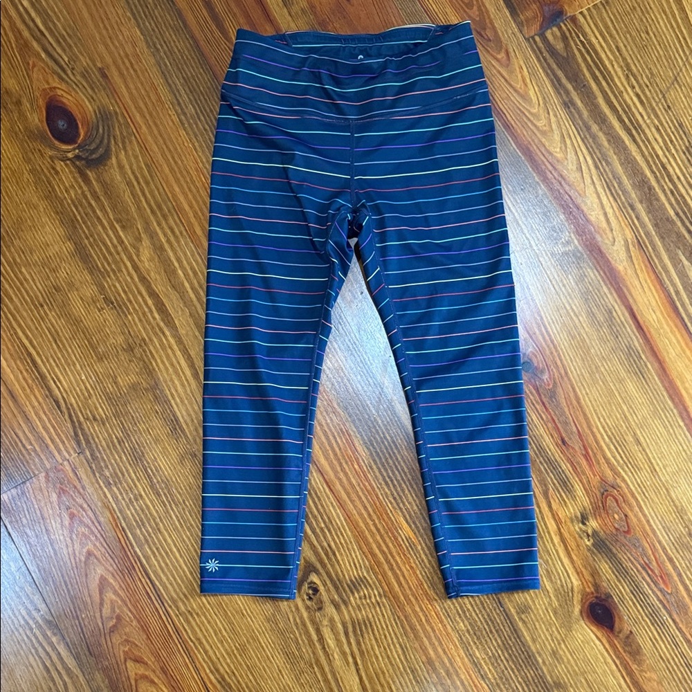 Athleta Blue Striped Leggings